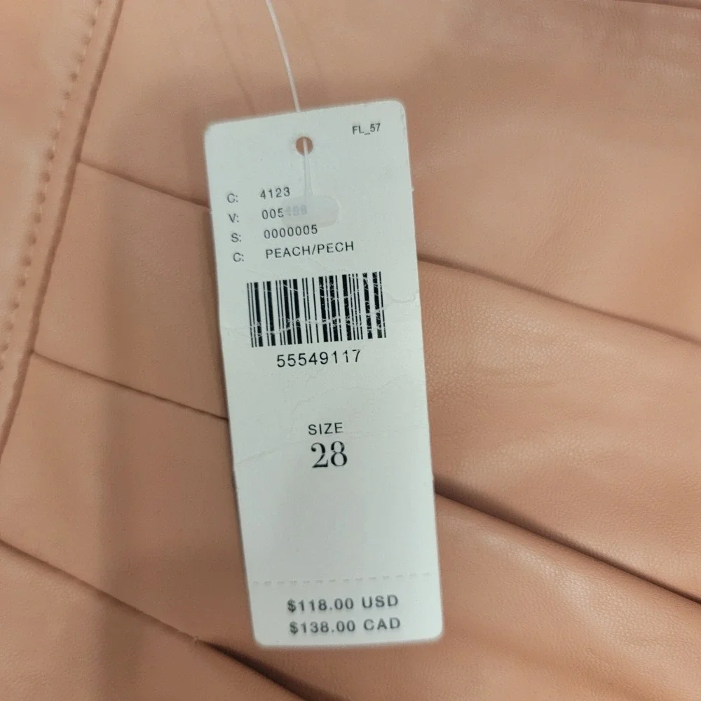 Blank NYC Anthropologie Vegan Leather Tie Waist Pleated Pants Pink Clay Size 28
